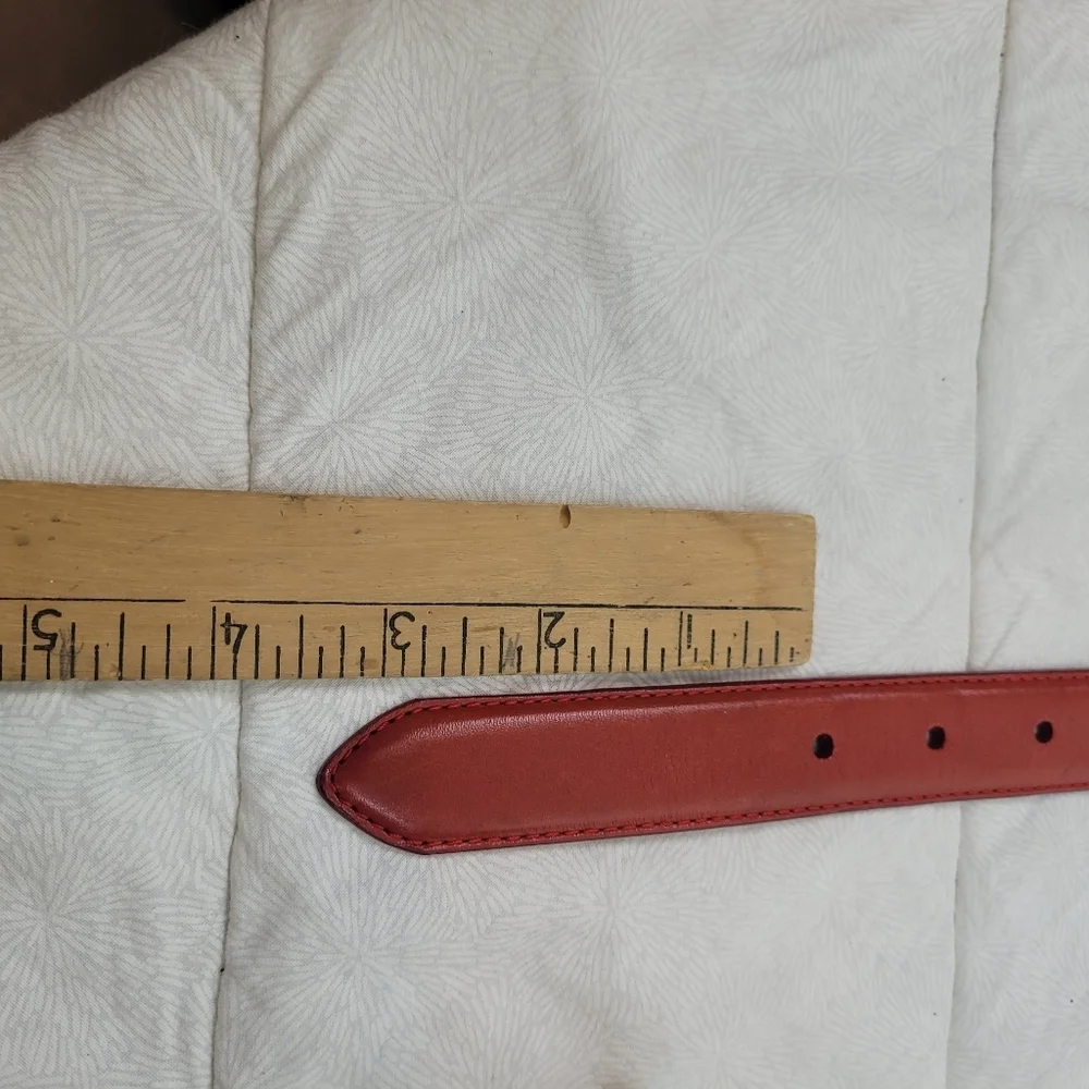 Fossil Thin Red Leather Belt with mixed metal buckle silver and gold colorful L